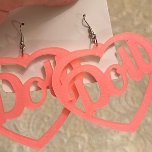 Pink Doll Earrings Barbie Vibes